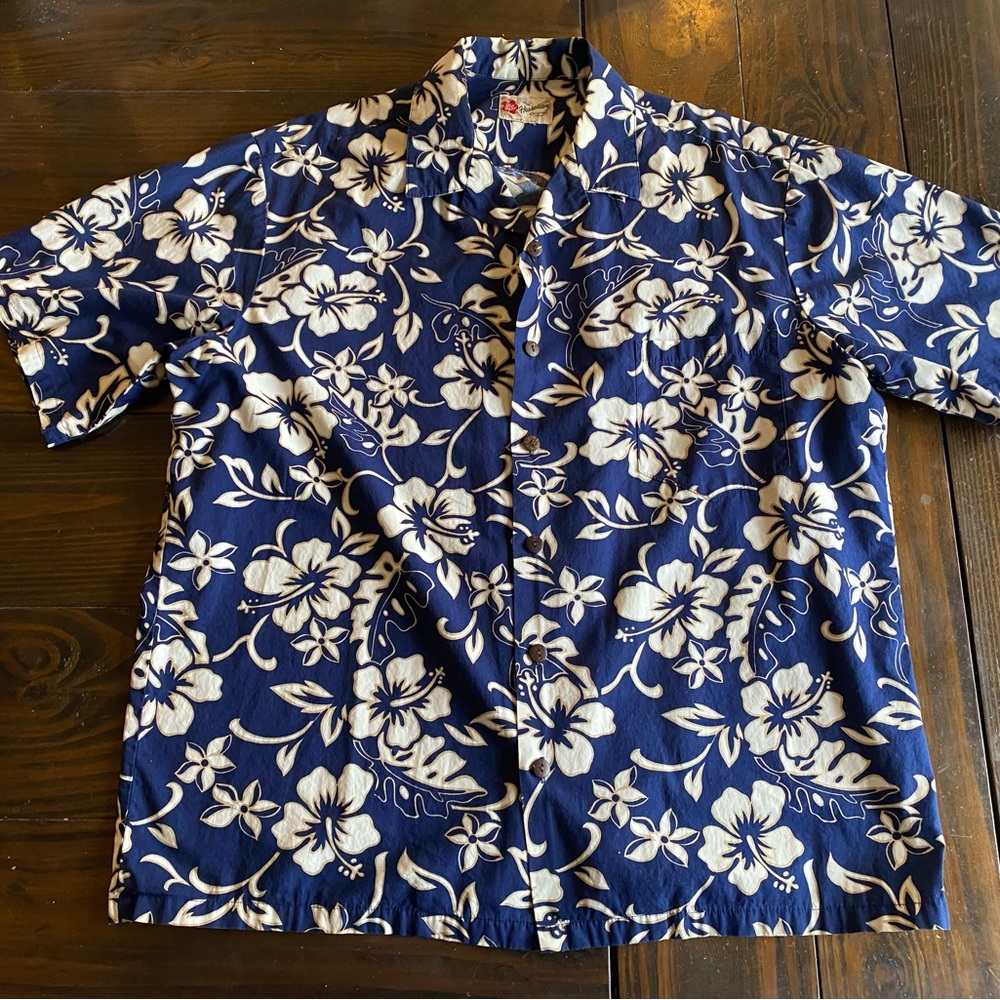 The Hawaiian Original Hilo Hattie Short Sleeve Butt Up Short Blue Coral XL